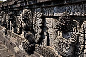 Candi Panataran - Main Temple. Winged lions and nagas on upper terrace. 